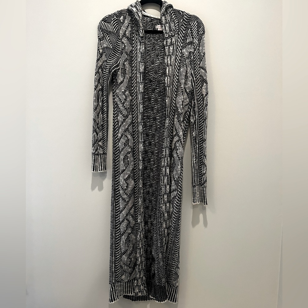 Long Hooded Cardigan Sweater. Size L